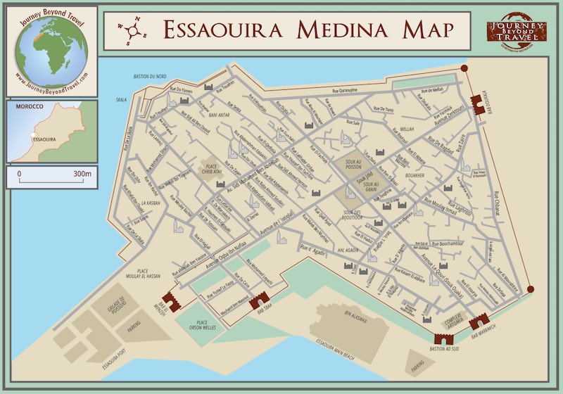 map of Essaouira in Morocco