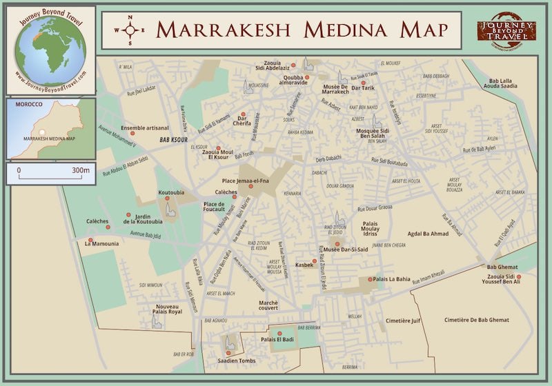 Marrakesh (Marrakech) map in Morocco