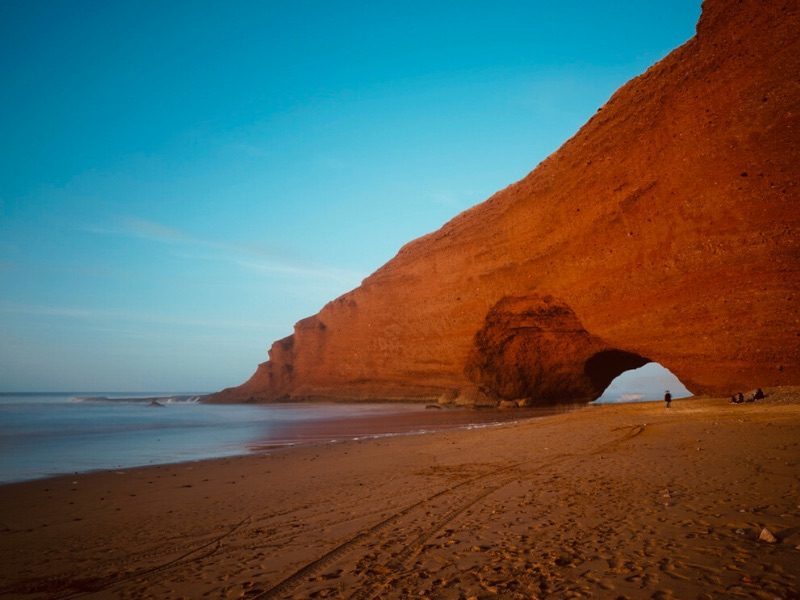 The lone remaining arch along the famed stretch of Legzira Beach near Sidi Ifni and Mirleft in Morocco