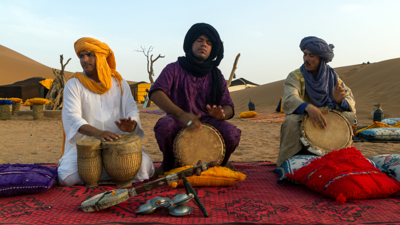 Sahara drummers at desert camp