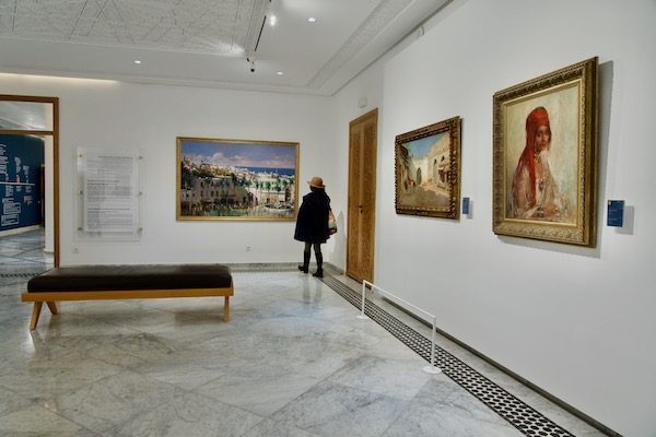 Interior of the Villa Harris Museum of Tangier Morocco where you can notice an untitled portrait of a woman by Edouard Verschaffelt